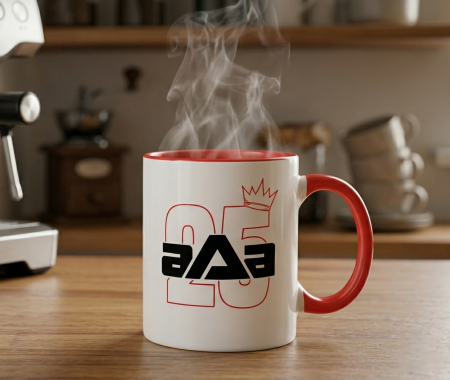 Mise en scène réalisée par IA, mug réalisé par l'aAarmy.