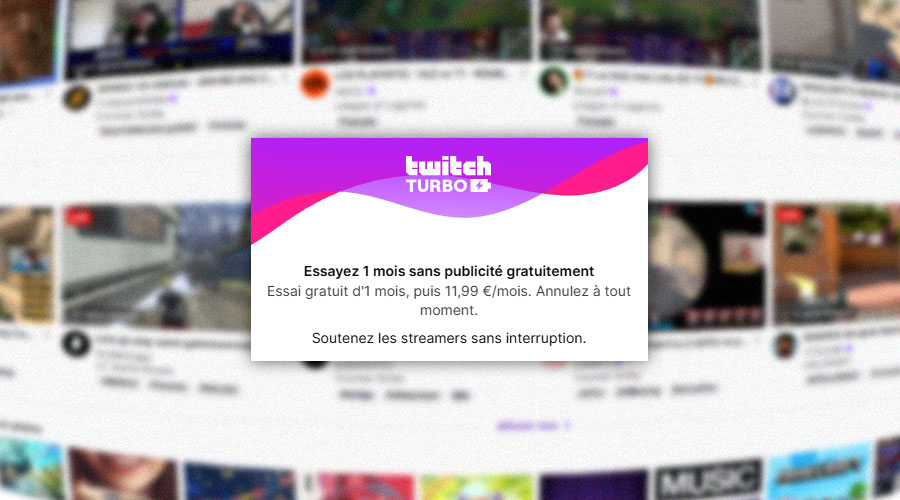 L'abonnement Twitch Turbo permet de masquer les pubs